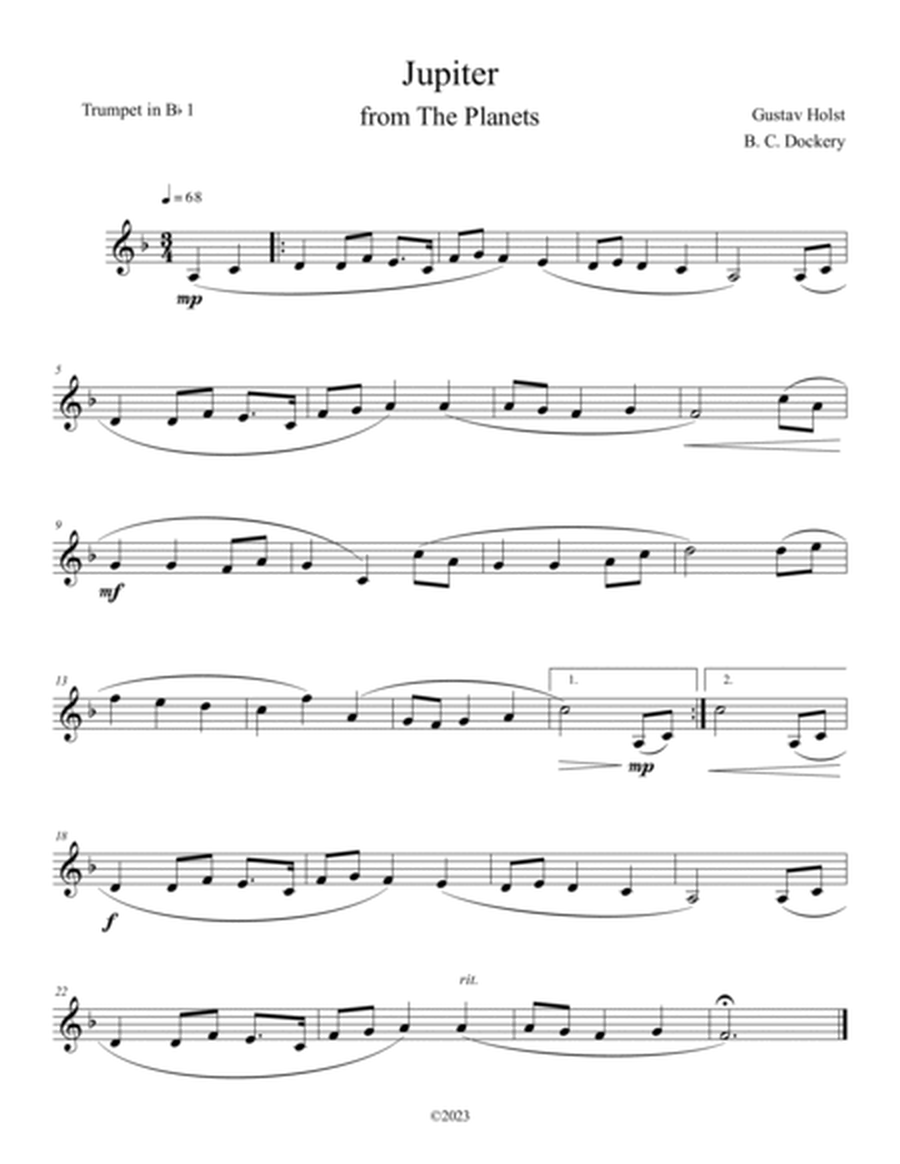 Jupiter (from The Planets) for Trumpet Duet with Piano Accompaniment image number null
