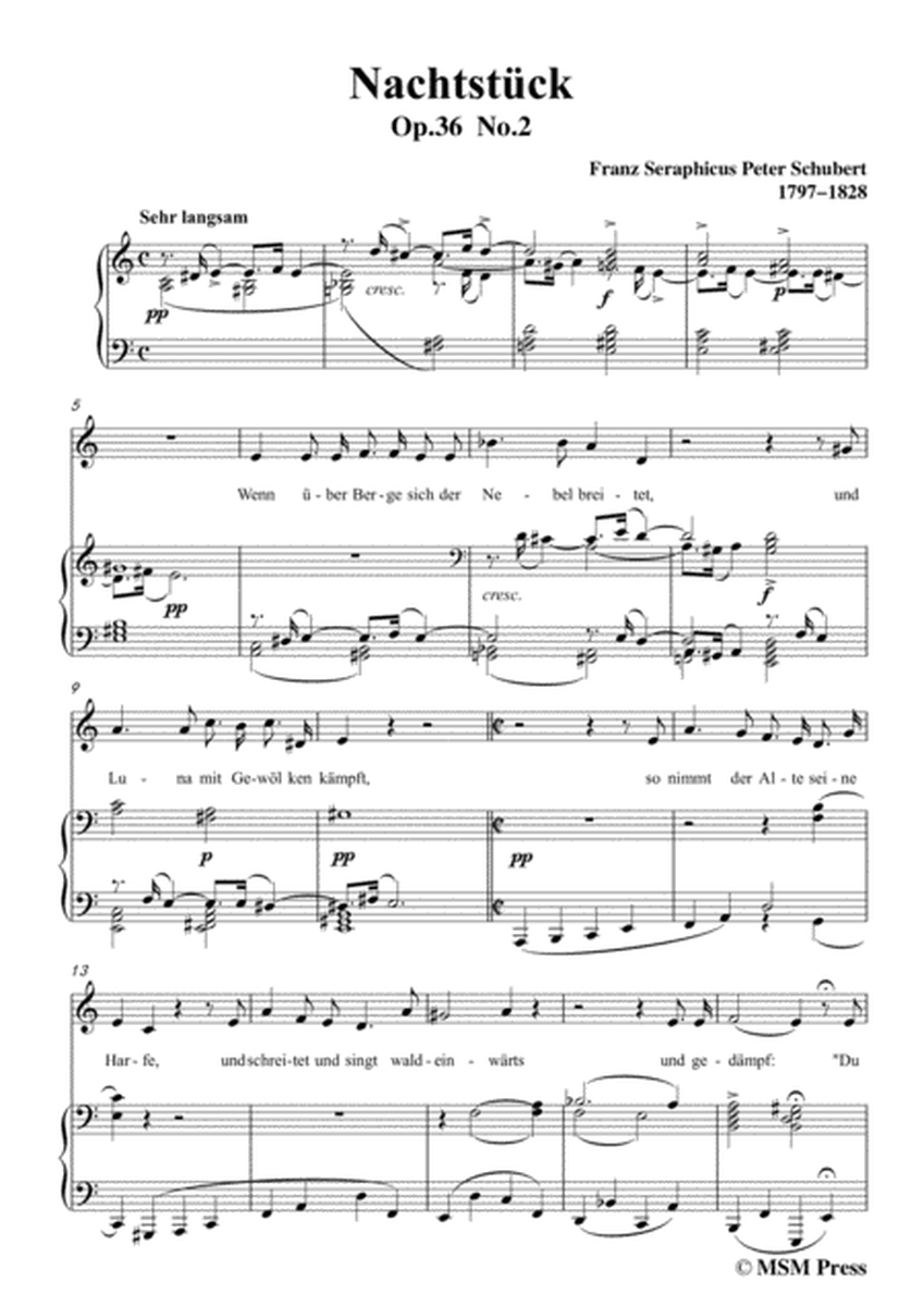 Schubert-Nachtstück,Op.36 No.2,in a minor,for Voice&Piano image number null