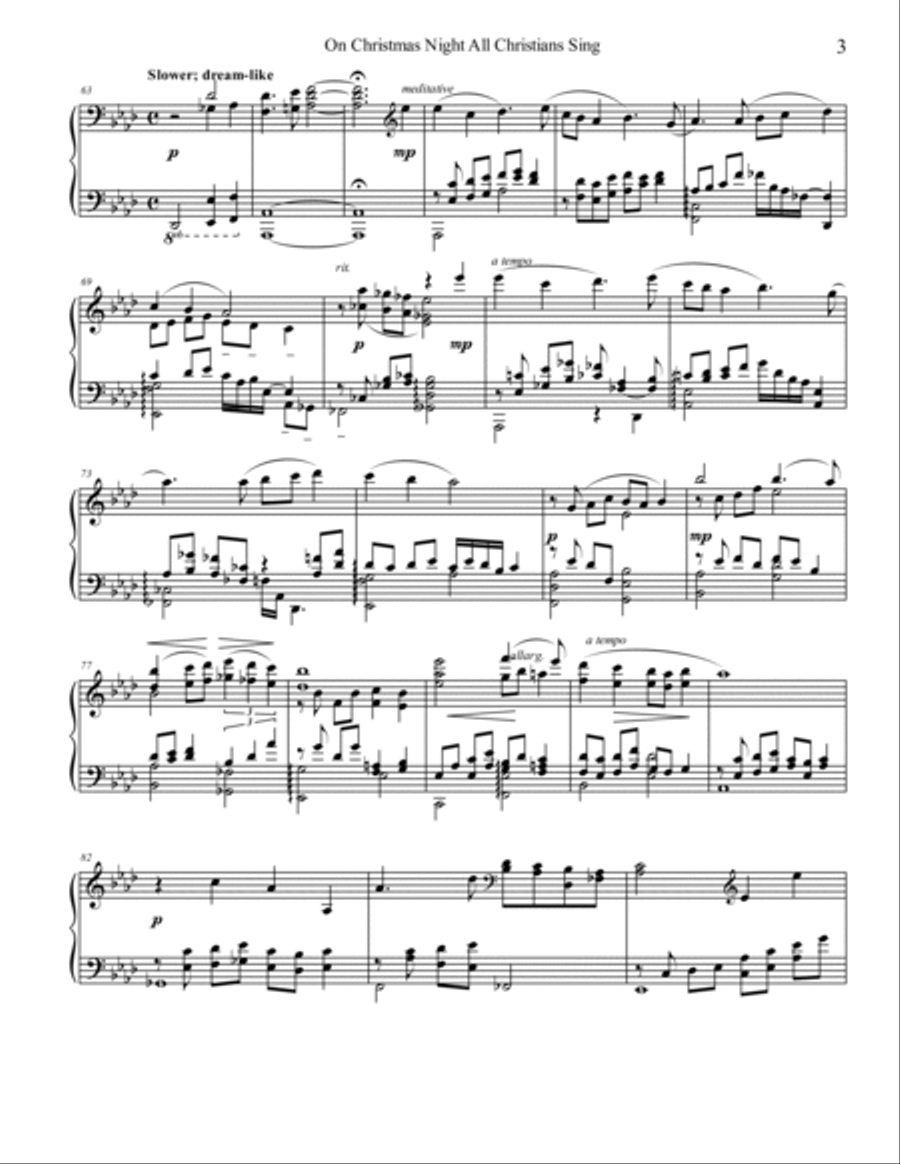 On Christmas Night All Christians Sing Piano Solo scores gallery preview page 3