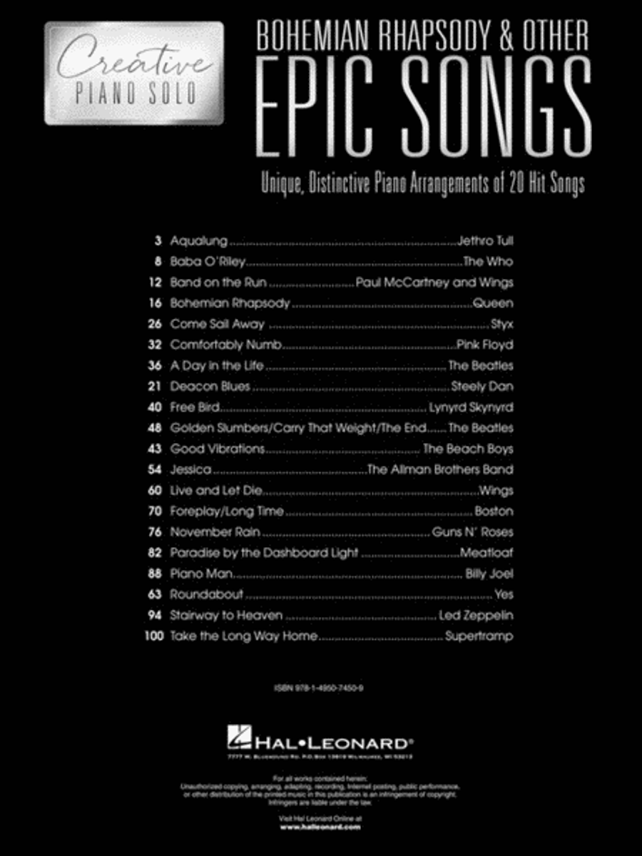 Bohemian Rhapsody & Other Epic Songs Piano Solo scores gallery preview page 2