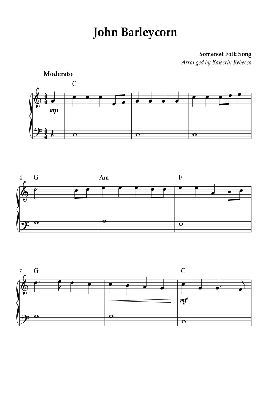 John Barleycorn Piano Method scores gallery preview page 1
