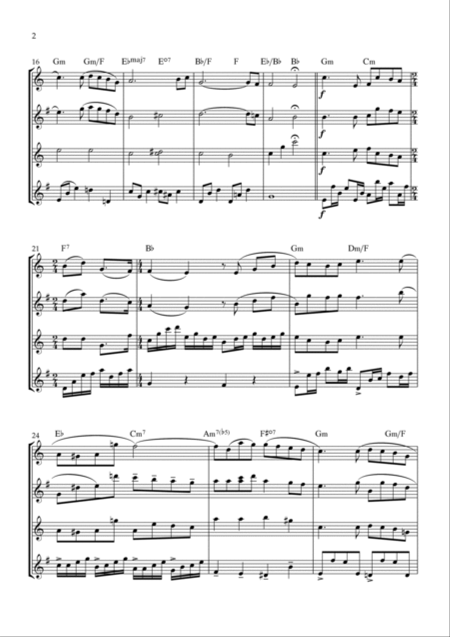 Love Theme (tema D'amore) Saxophone Quartet scores gallery preview page 2