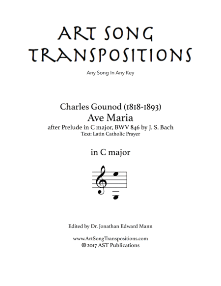 BACH/GOUNOD: Ave Maria (transposed to C major)