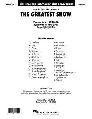 Book cover for The Greatest Show (arr. Paul Murtha) - Conductor Score (Full Score)