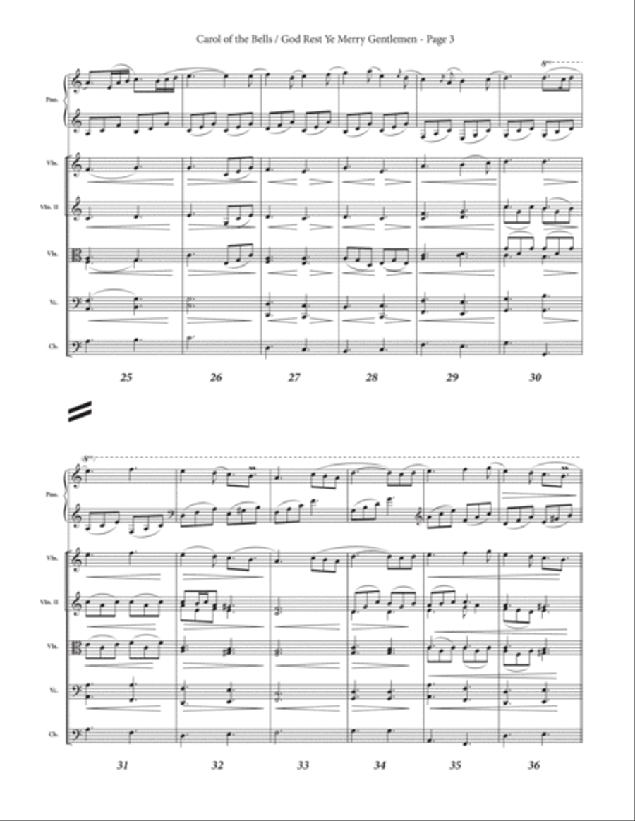 Carol of the Bells / God Rest Ye Merry Gentlemen - Piano & String Orchestra String Orchestra scores gallery preview page 5