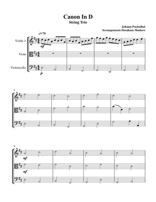 Canon In D String Trio-Violin Viola and Cello