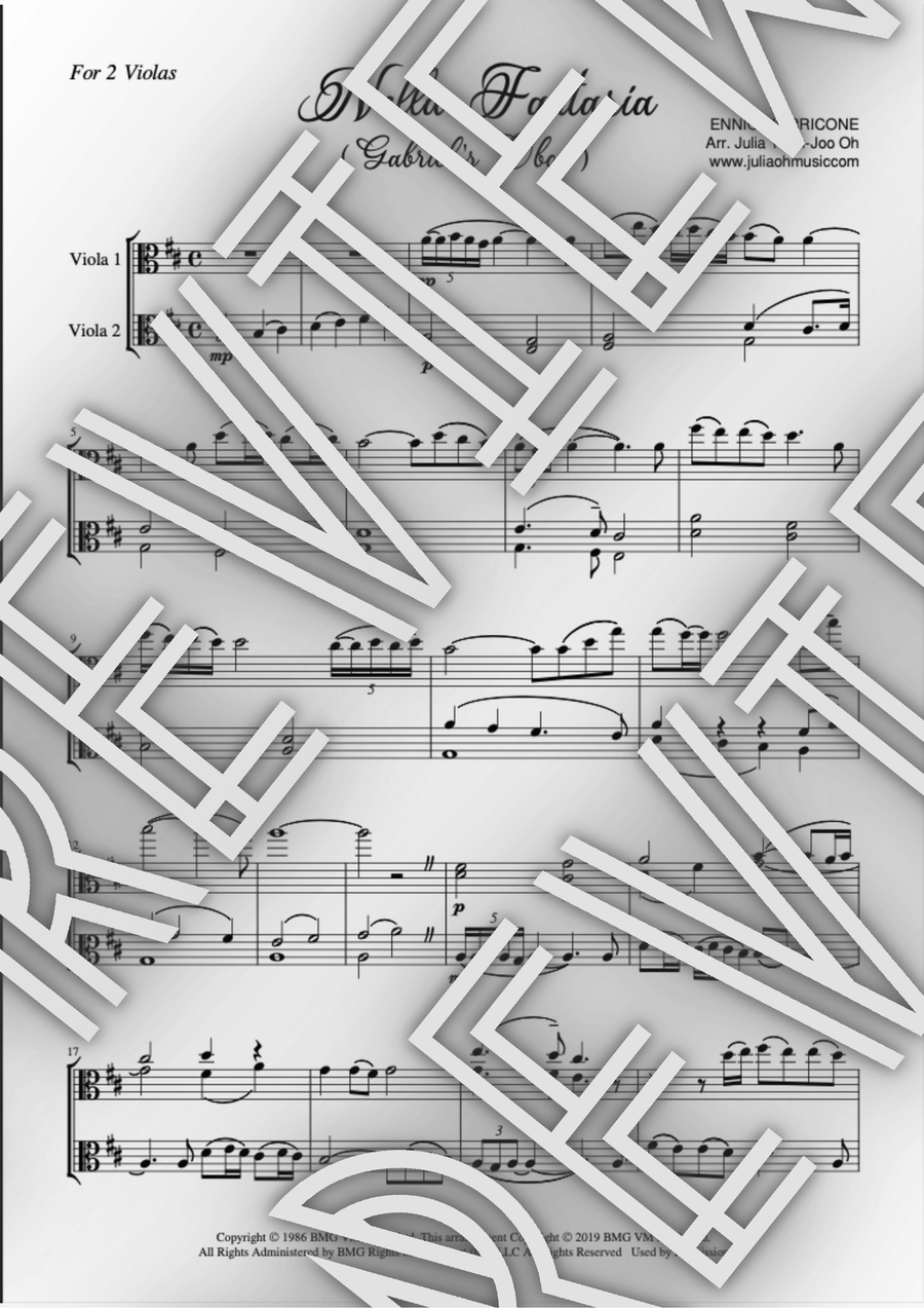 Gabriel's Oboe String Duet scores gallery preview page 1