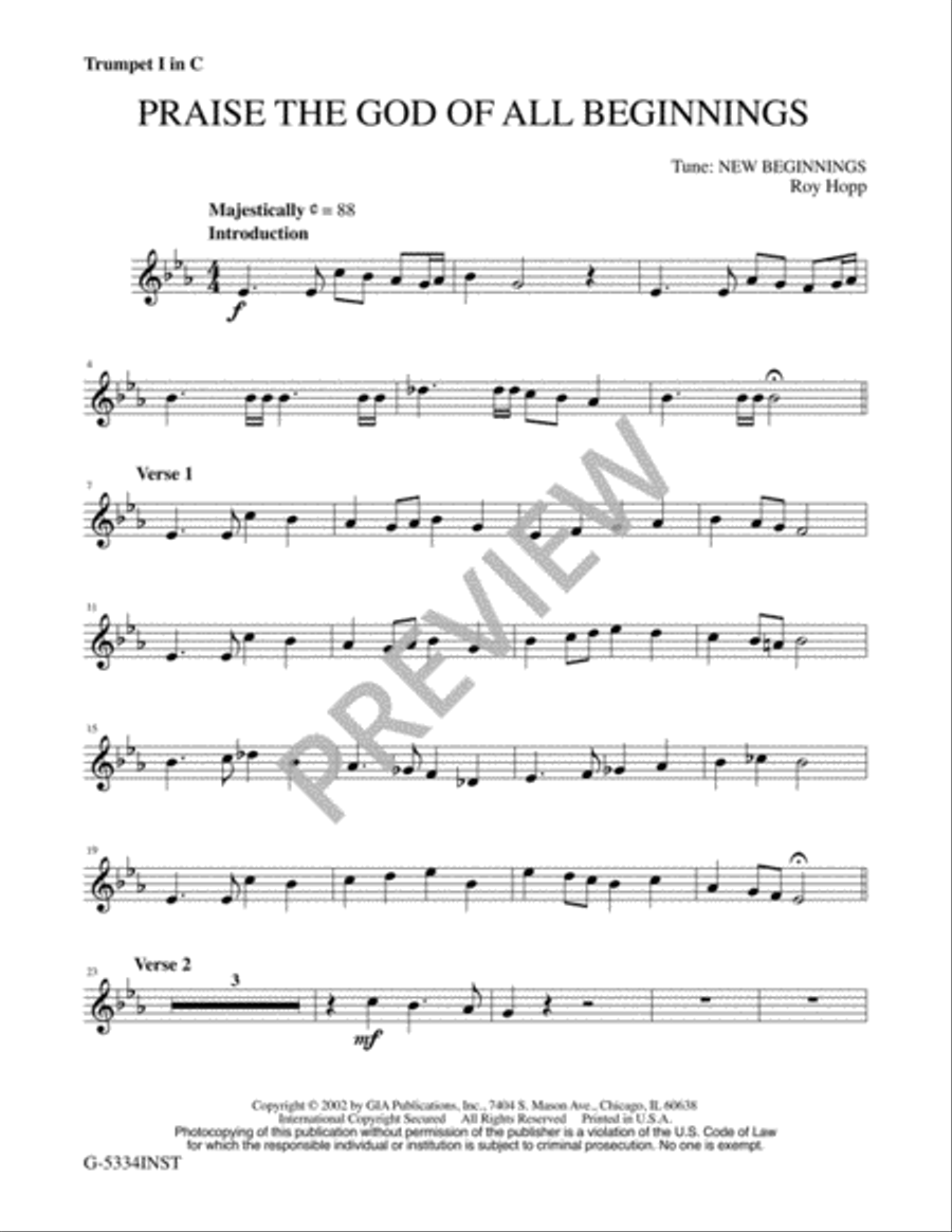 Praise the God of All Beginnings - Instrument edition Trombone scores gallery preview page 4