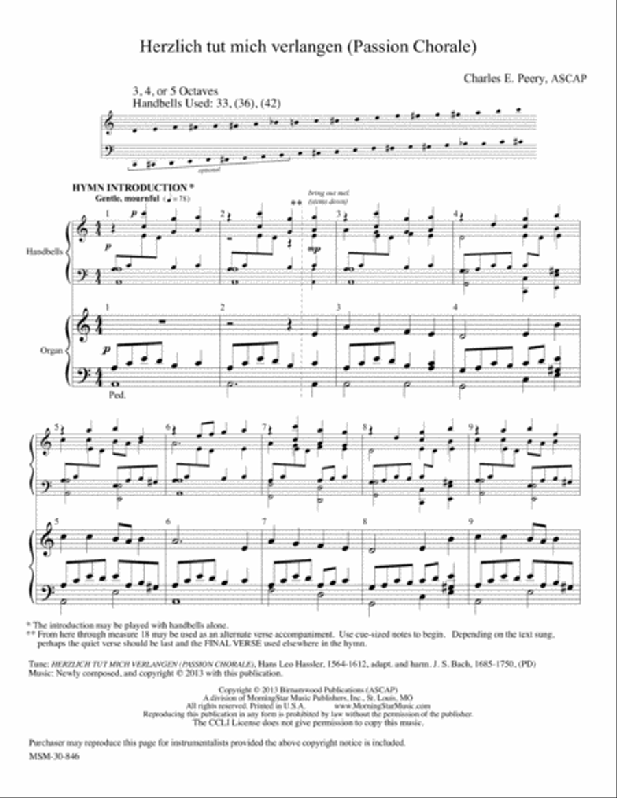 Herzlich tut mich verlangen (Passion Chorale) Choir scores gallery preview page 1