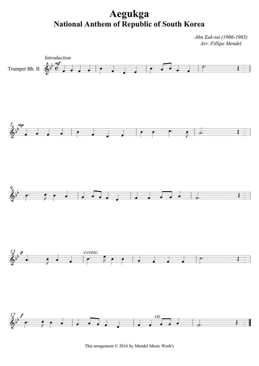 National Anthem of South Korea Brass Ensemble scores gallery preview page 4