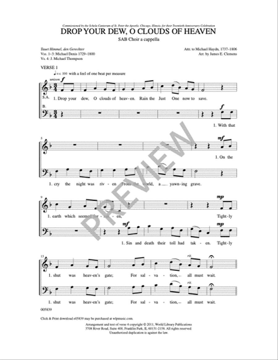 Drop Your Dew O Clouds of Heaven 3-Part scores gallery preview page 7