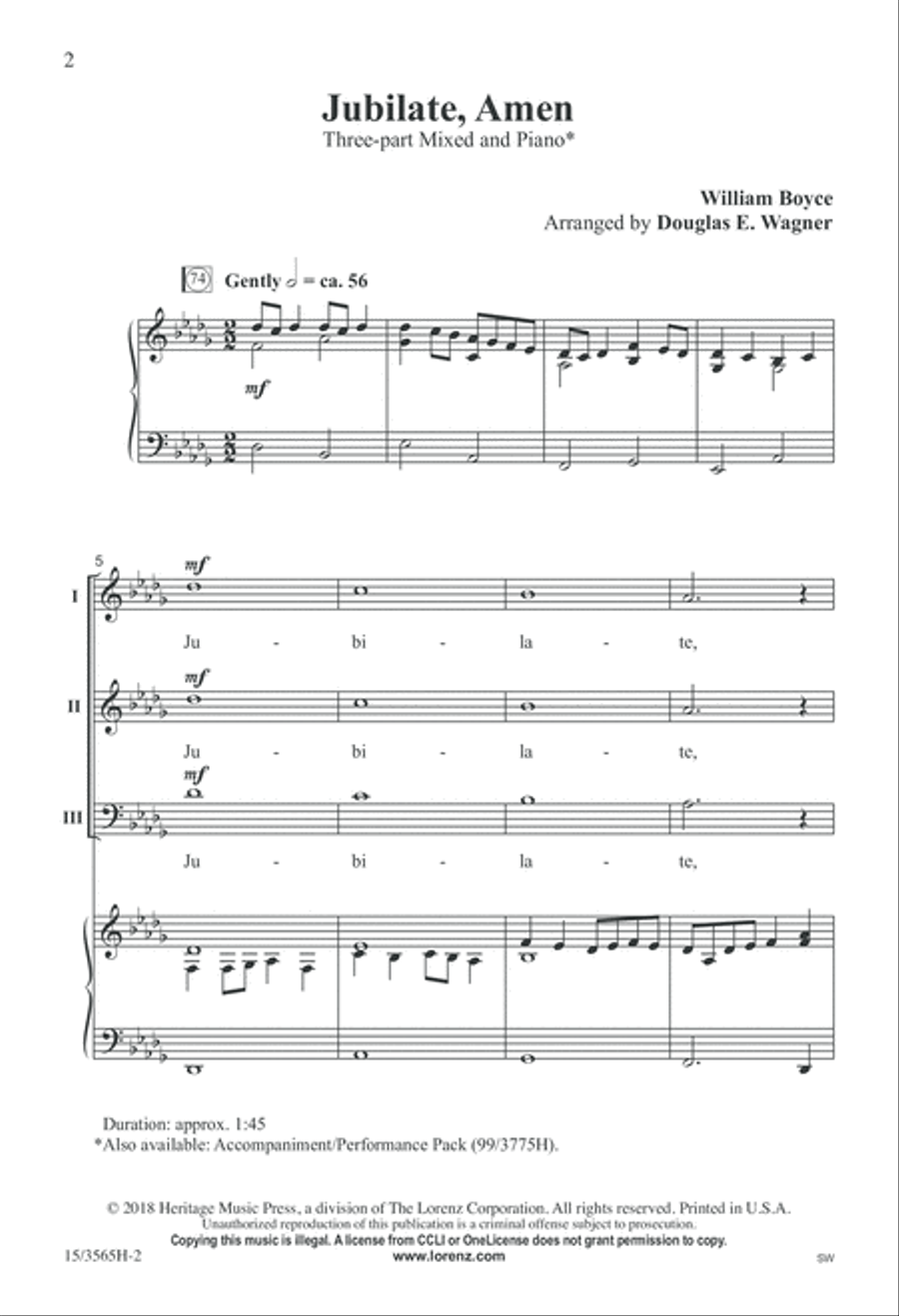Jubilate, Amen Jubilate, Amen 3-Part scores gallery preview page 2