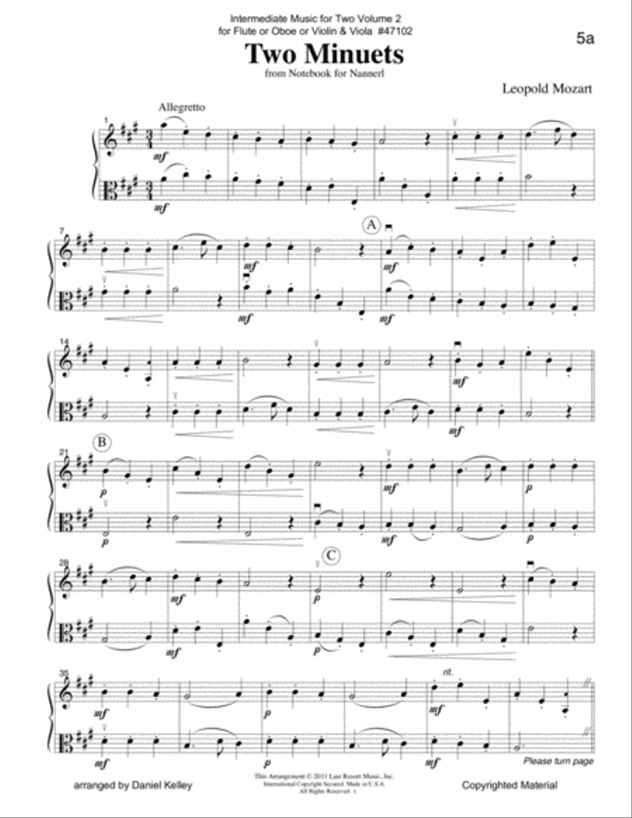 Intermediate Music for Two, Volume 2 - for Flute or Oboe or Violin & Viola Flute scores gallery preview page 6