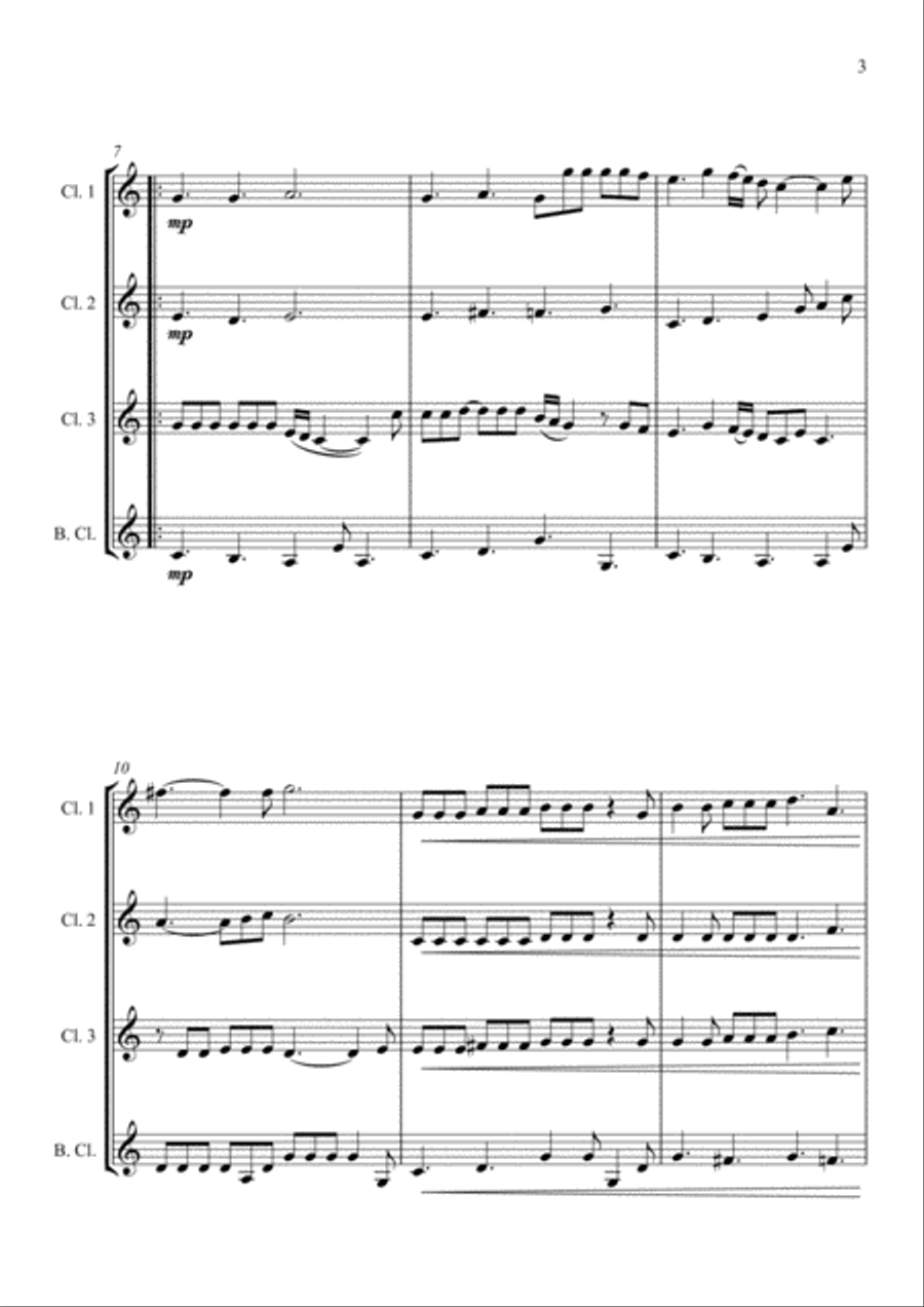 Somebody To Love Somebody To Love Clarinet Quartet scores gallery preview page 3
