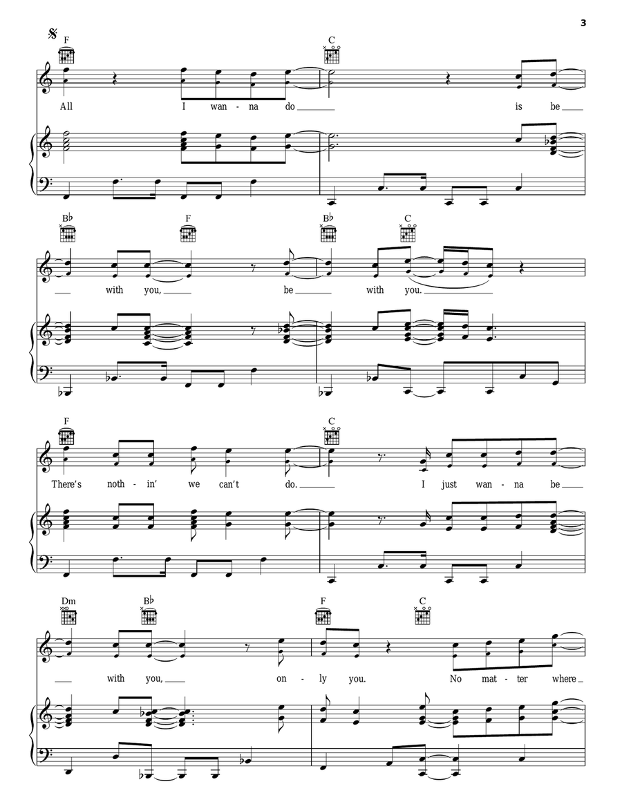 Just Wanna Be With You Piano, Vocal, Guitar scores gallery preview page 3