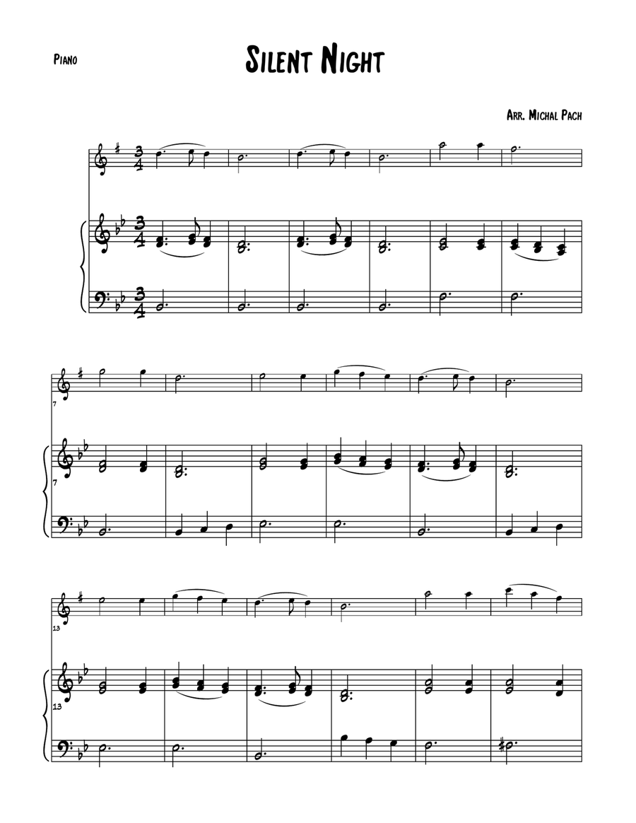 Silent Night - Alto Sax with Piano Alto Saxophone scores gallery preview page 1