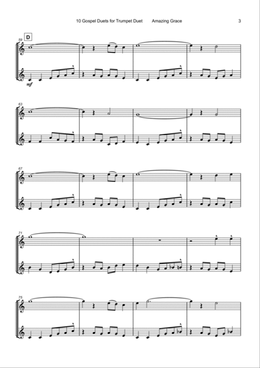 10 Gospel Duets for Trumpet Trumpet Duet scores gallery preview page 5