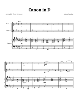 Canon by Pachelbel - Violin Duet with Piano