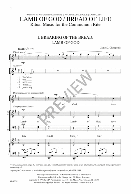 Lamb of God / Bread of Life: Ritual Music for Communion Rite