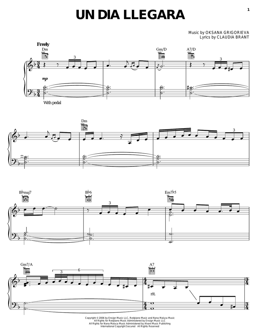 Un Dia Llegara Piano, Vocal, Guitar scores gallery preview page 1