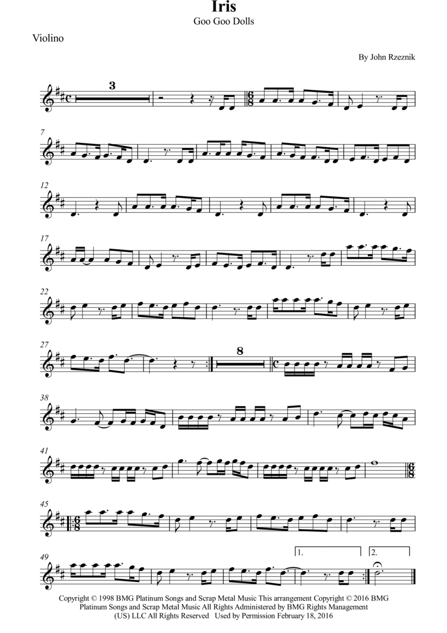 Iris Violin Solo scores gallery preview page 1