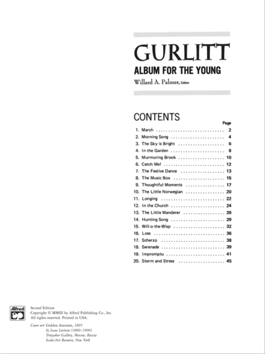 Gurlitt -- Album for the Young, Op. 140 Piano Solo scores gallery preview page 2