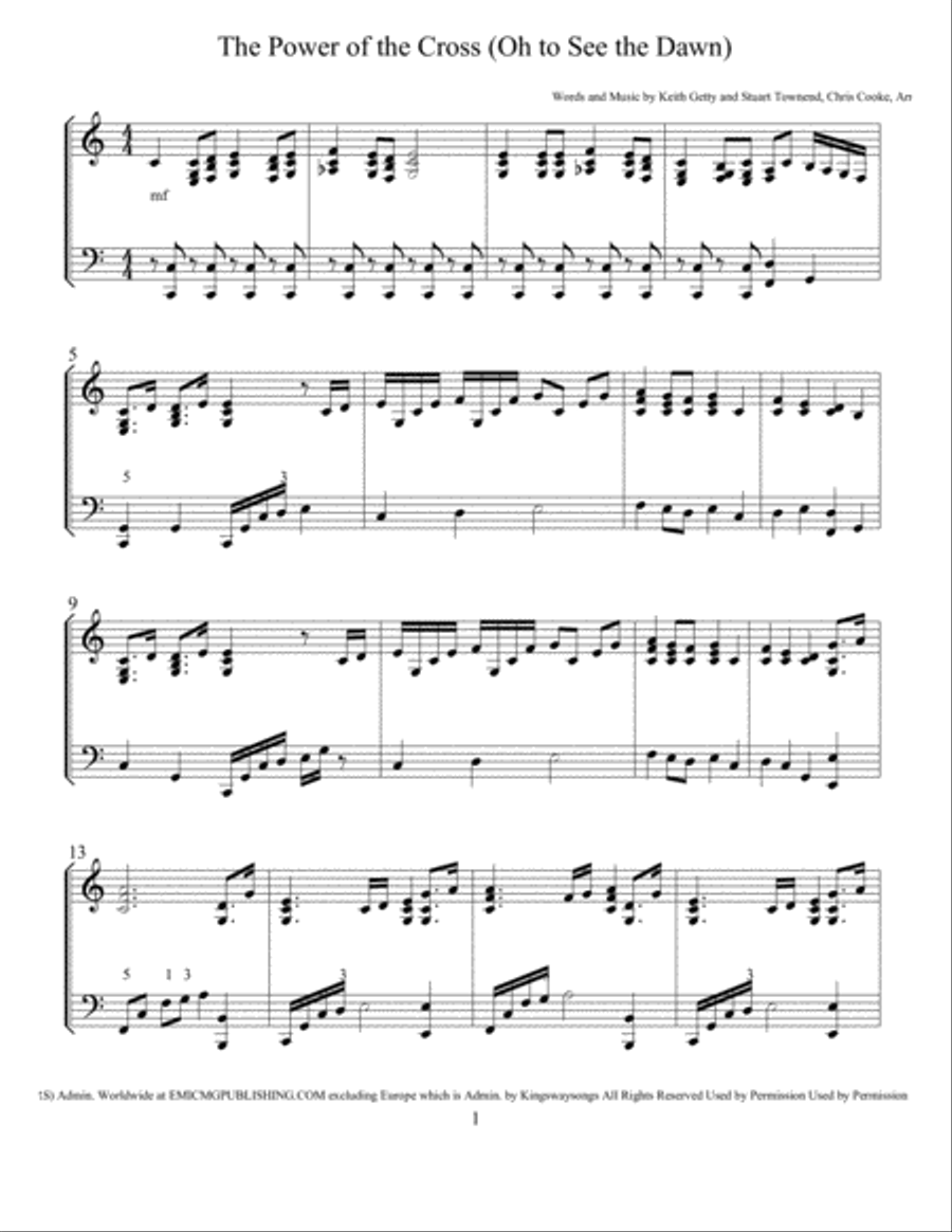 The Power Of The Cross (Oh To See The Dawn) Piano Solo scores gallery preview page 2