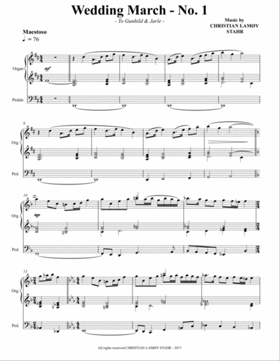 Wedding March - No. 1 Wedding March - No. 1 Organ Solo scores gallery preview page 1