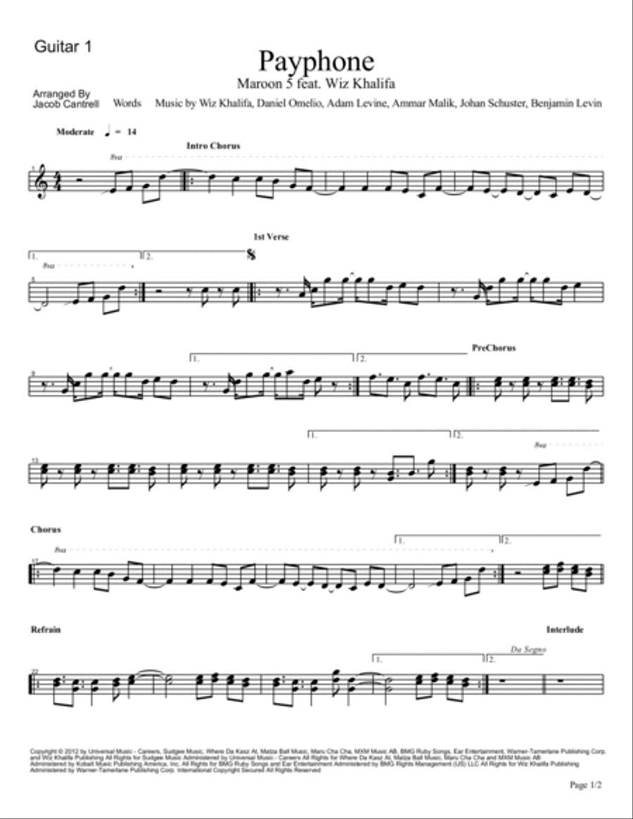 Payphone Electric Guitar scores gallery preview page 4