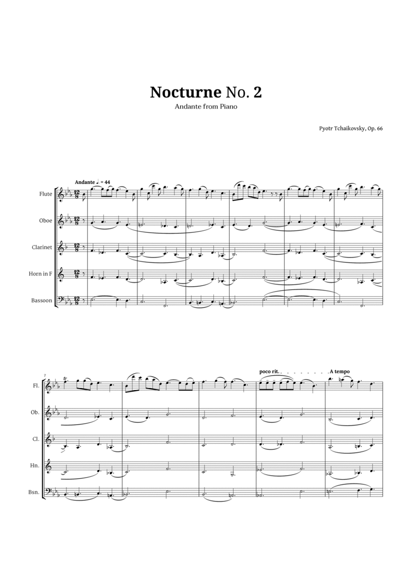 Nocturne by Chopin for Woodwind Quintet image number null