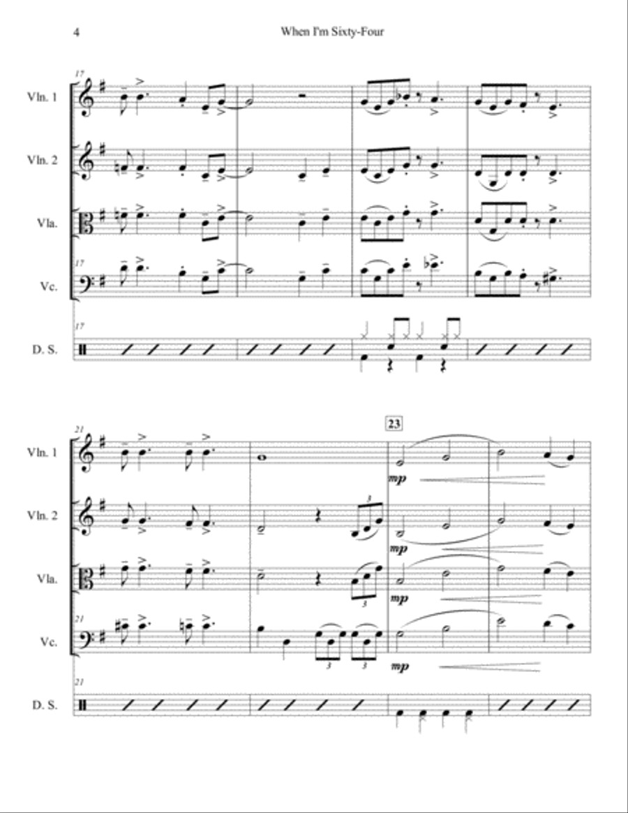 When I'm Sixty-four String Trio scores gallery preview page 4