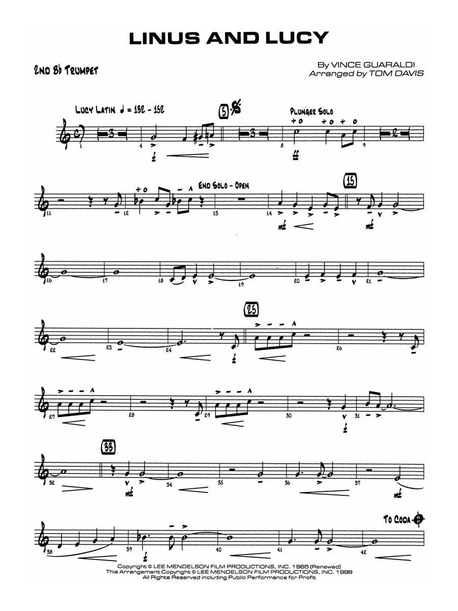 Linus and Lucy: 2nd B-flat Trumpet