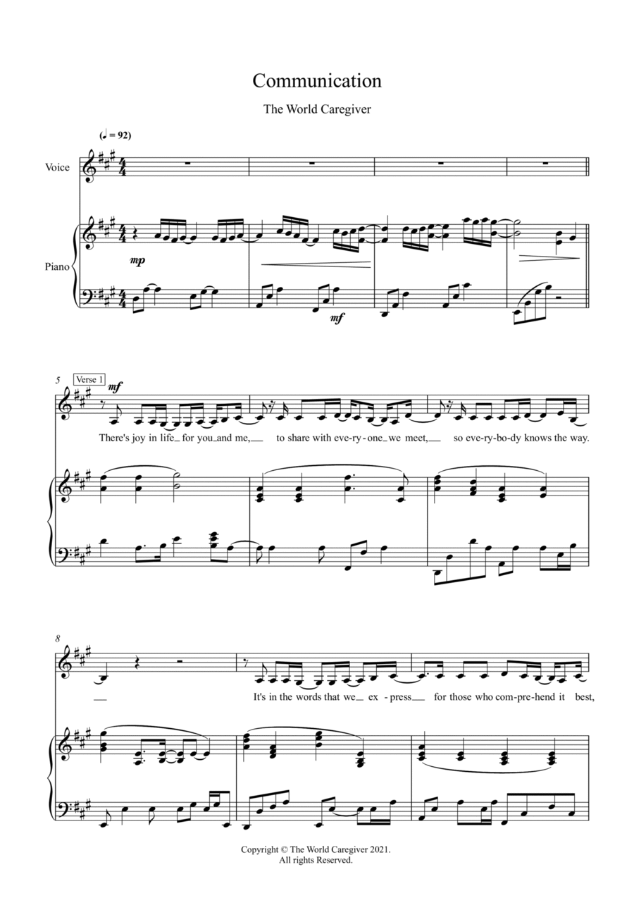 Communication Piano Solo scores gallery preview page 1