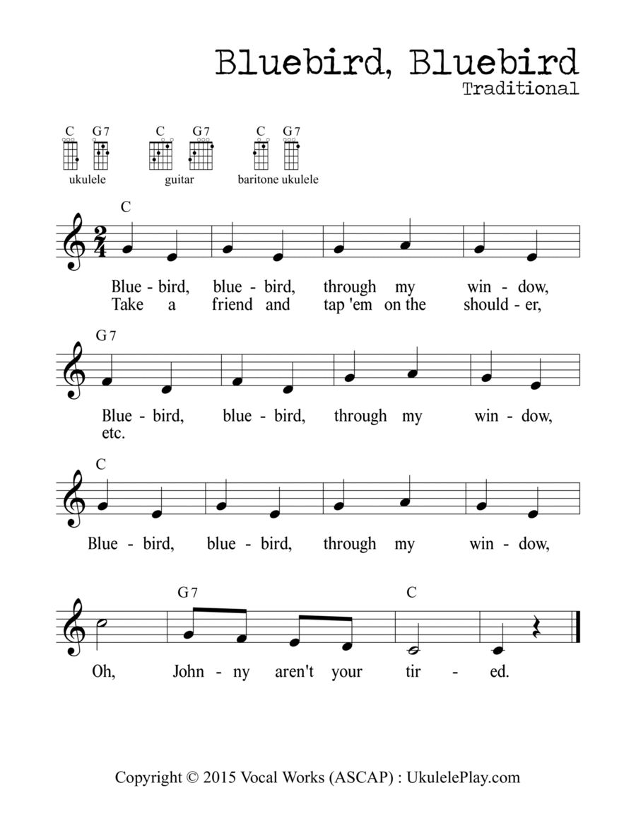 Bluebird, Bluebird Ukulele scores gallery preview page 1