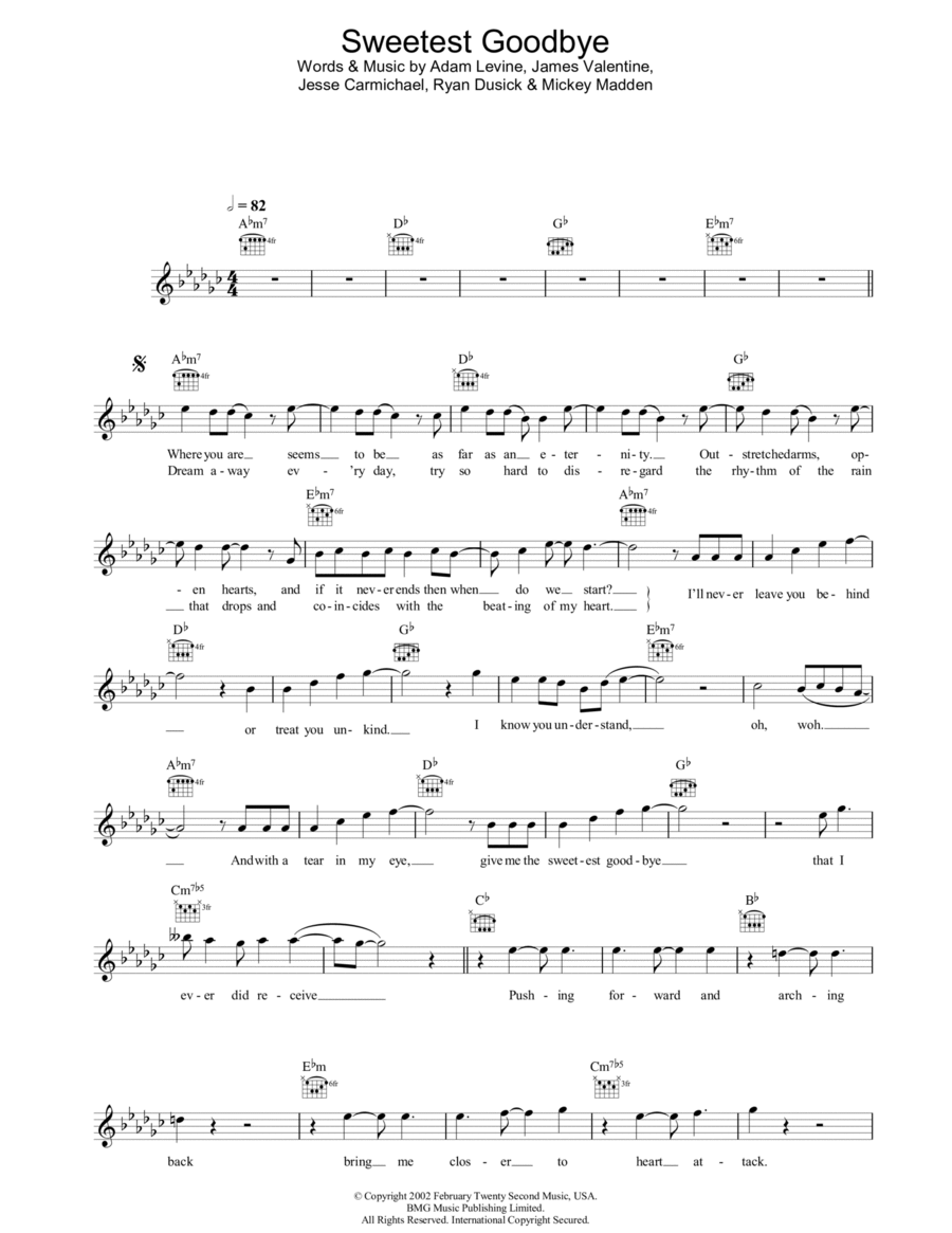Sweetest Goodbye Sweetest Goodbye Piano scores gallery preview page 1