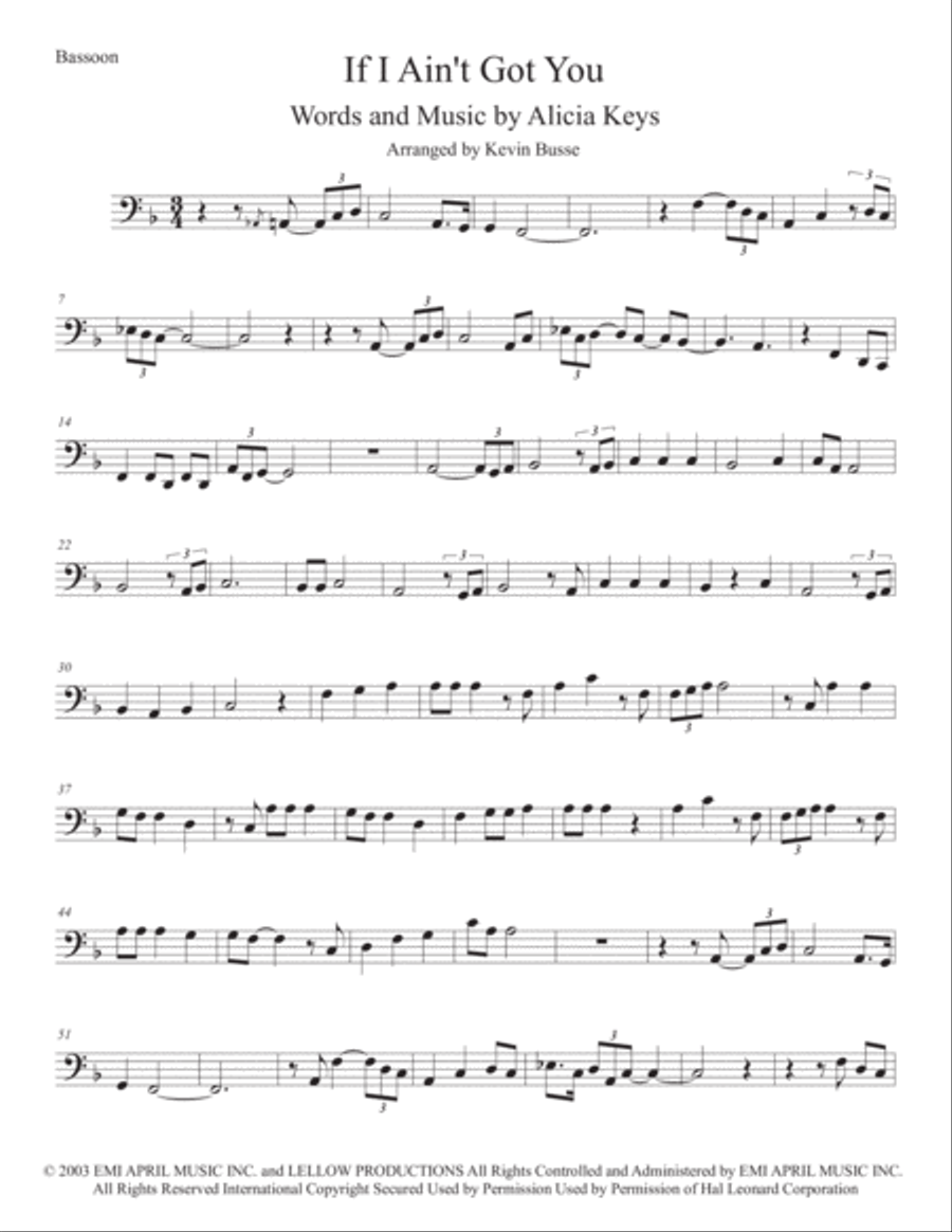 If I Ain't Got You Bassoon Solo scores gallery preview page 1