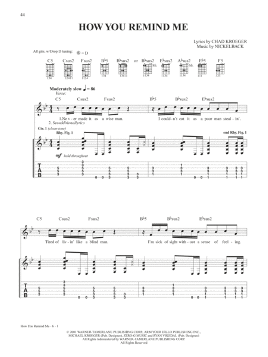 How You Remind Me Guitar Tablature scores gallery preview page 1
