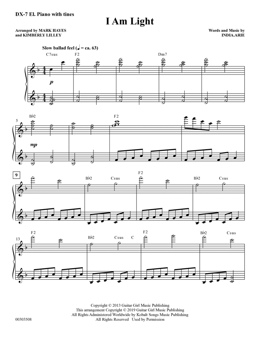 I Am Light (arr. Mark Hayes and Kimberly Lilley) - Electronic Keyboard Choir scores gallery preview page 1