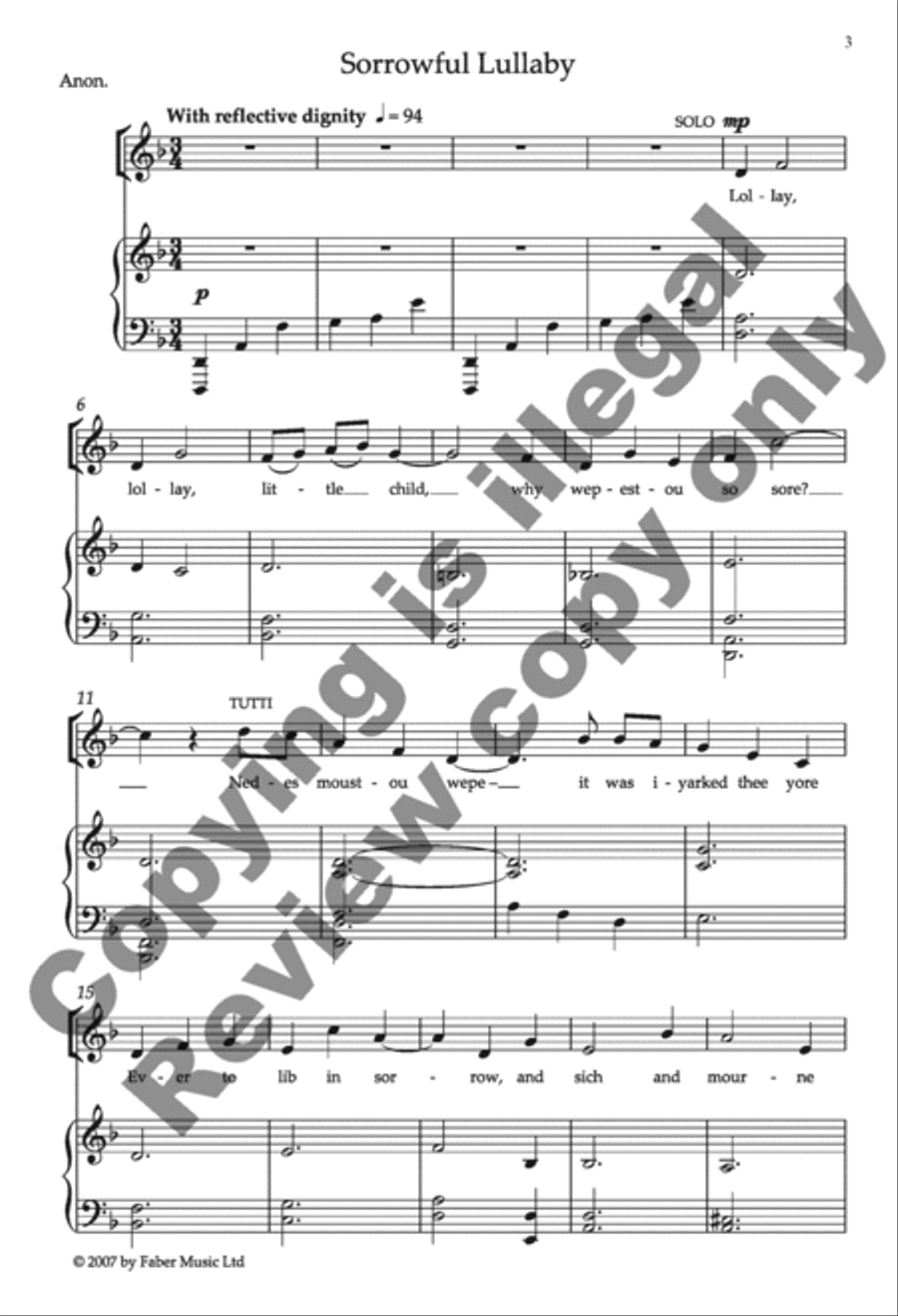 Sorrowful Lullaby (Choral Score) SA scores gallery preview page 4