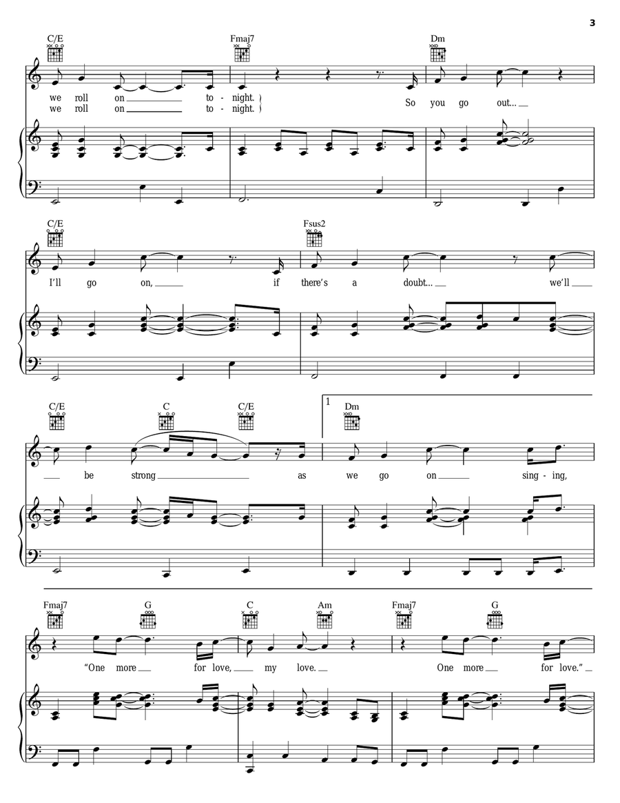One More For Love One More For Love Piano, Vocal, Guitar scores gallery preview page 3