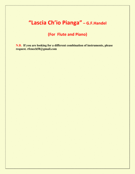 Lascia Ch'io Pianga - From Opera 'Rinaldo' - G.F. Handel ( Flute and Piano) image number null