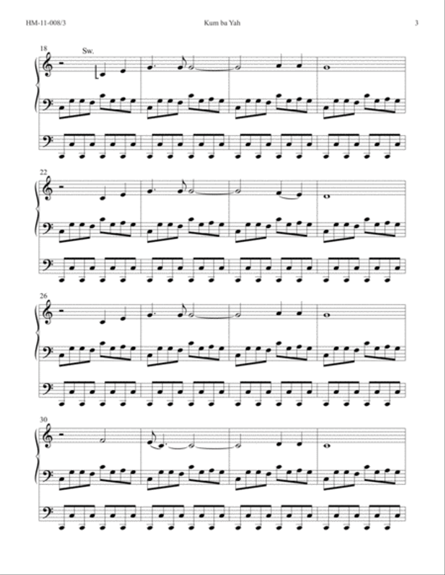 Kum ba Yah Kum ba Yah Organ Solo scores gallery preview page 3