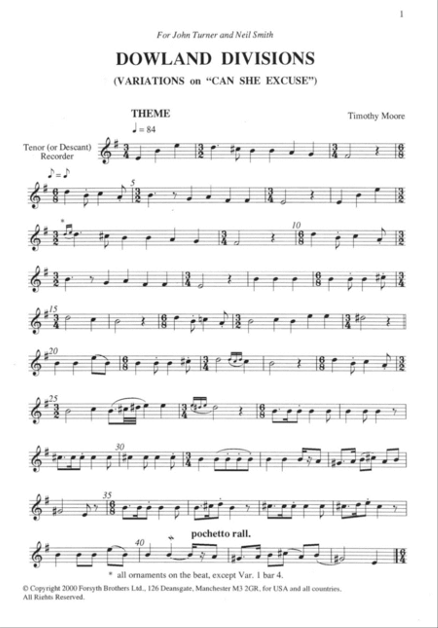 Dowland Divisions Recorder scores gallery preview page 2