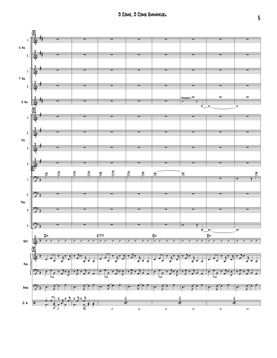 O Come, O Come Emmanuel Jazz Ensemble scores gallery preview page 3