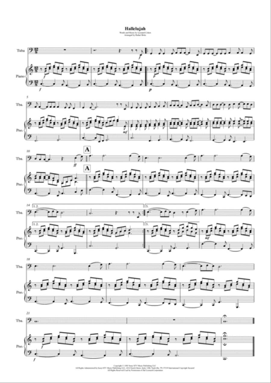 Hallelujah Piano scores gallery preview page 1