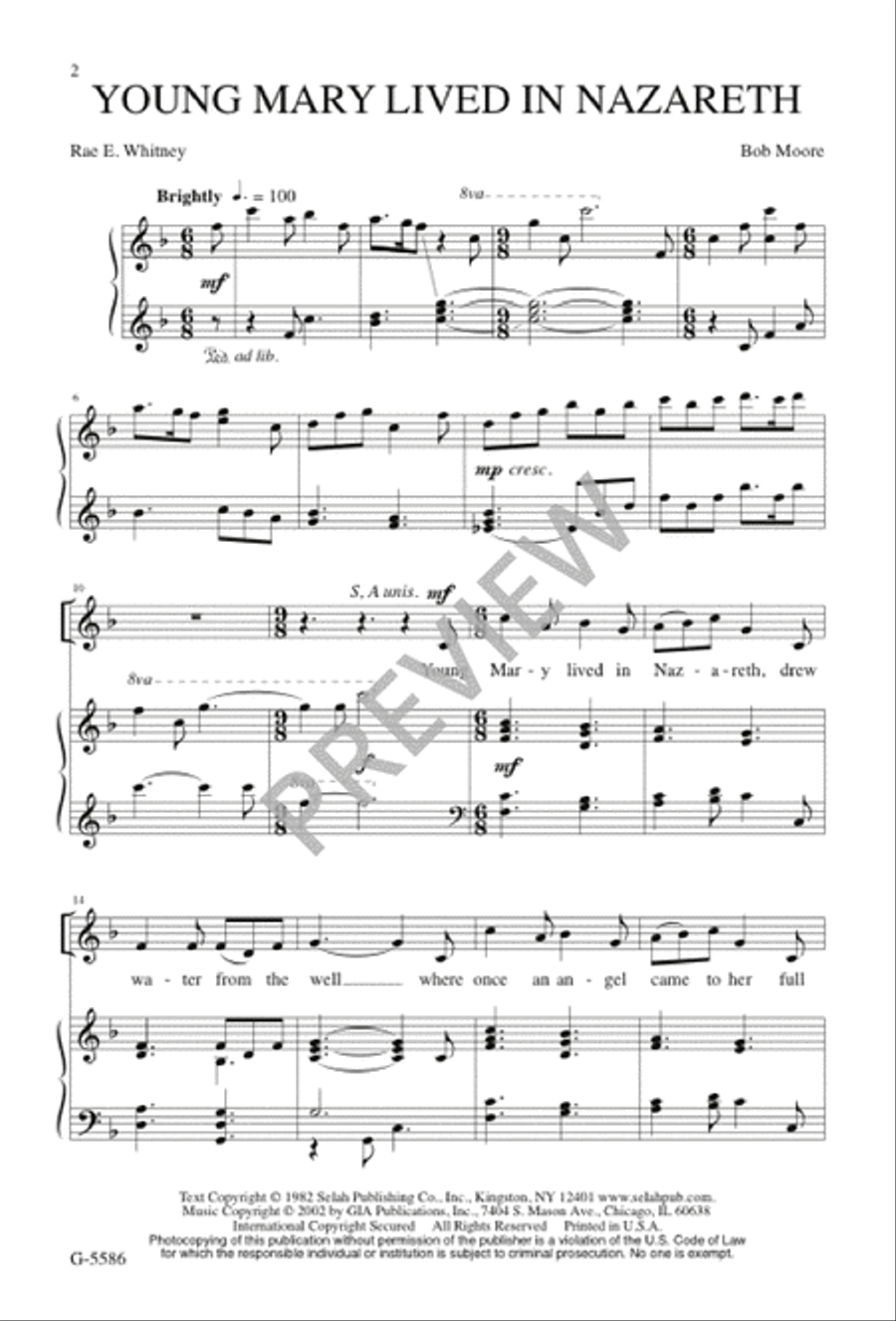 Young Mary Lived in Nazareth 4-Part scores gallery preview page 3