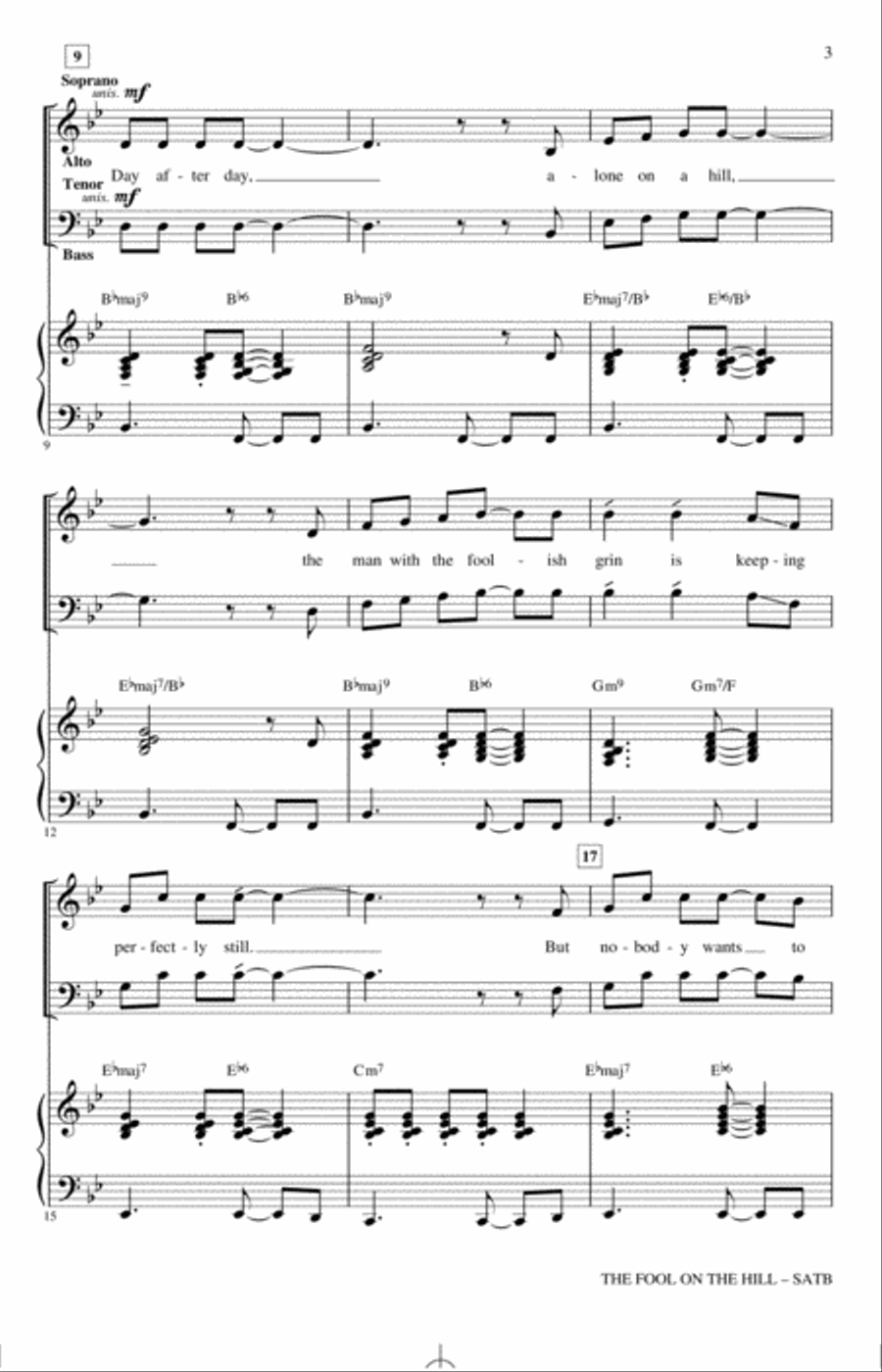 The Fool On The Hill (arr. Kirby Shaw) 4-Part scores gallery preview page 2