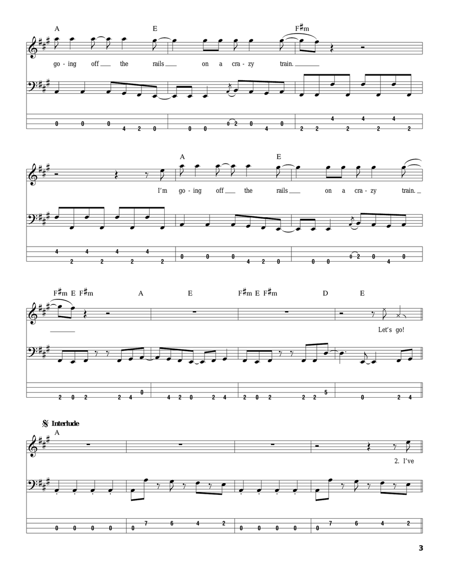 Crazy Train Acoustic Guitar scores gallery preview page 3