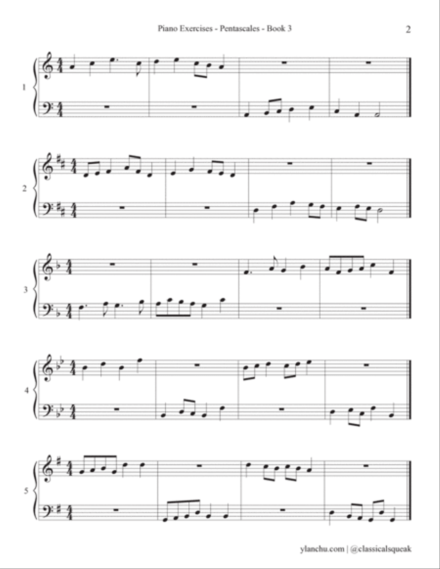Beginner Sight Reading Pentascale Book 3 - Beginner Piano Exercises (One Hand at a Time) Piano Method scores gallery preview page 3