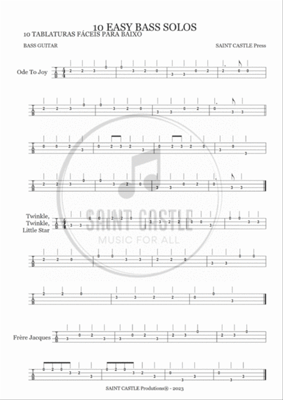 10 easy TABs for BASS Bass Guitar scores gallery preview page 2